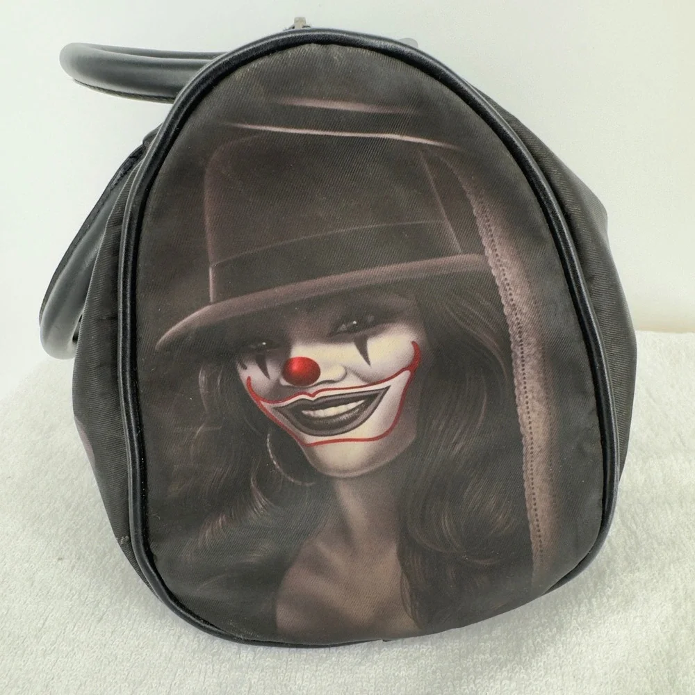 David Gonzales OG Angels Chicano Art Clown Girl Handbag and Wallet Set Black